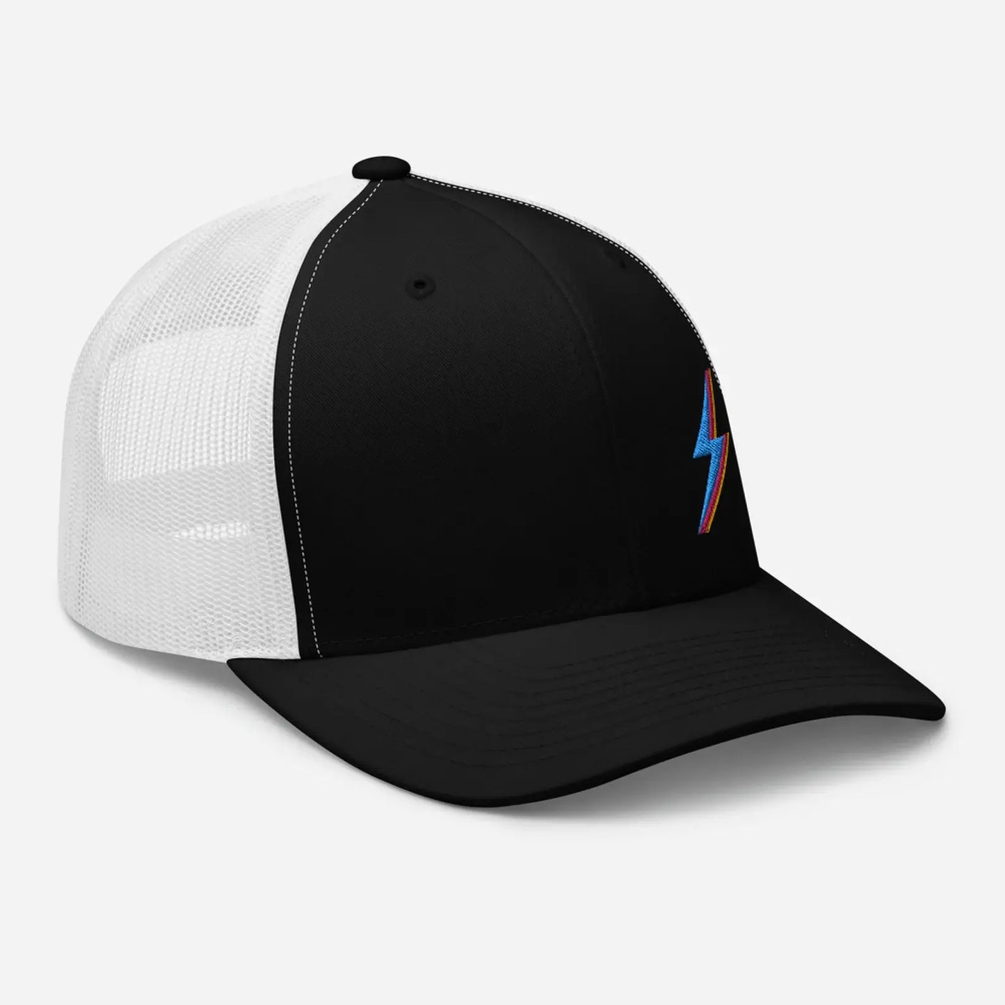 [Sirge] + [hat] + [Black] + [embroided] + [blue] + [white]