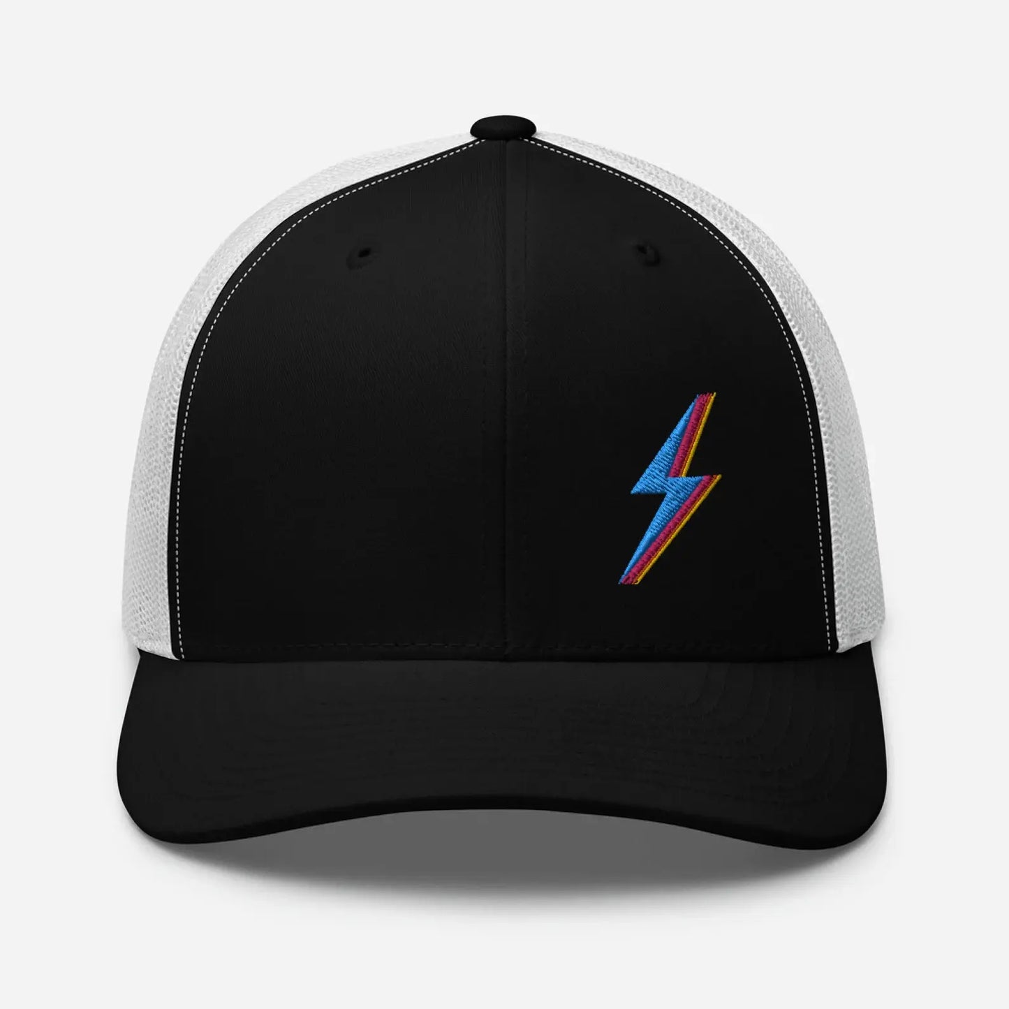 [Sirge] + [hat] + [Black] + [embroided] + [blue] + [white]